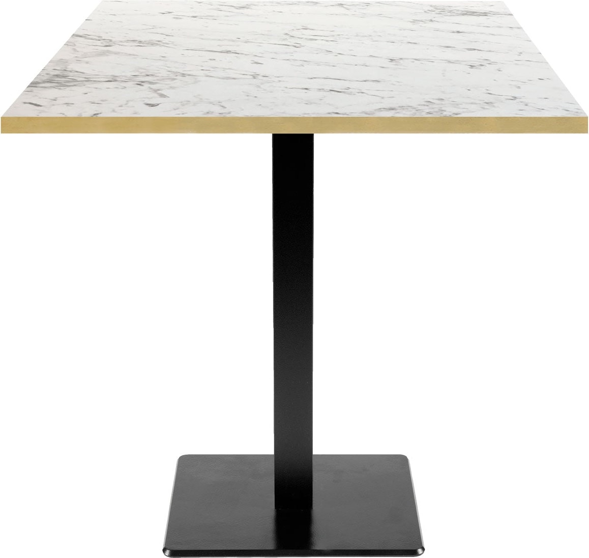 RestooTab - Tisch Milan 70x70cm Dekor Calacatta Kanten messingfarben