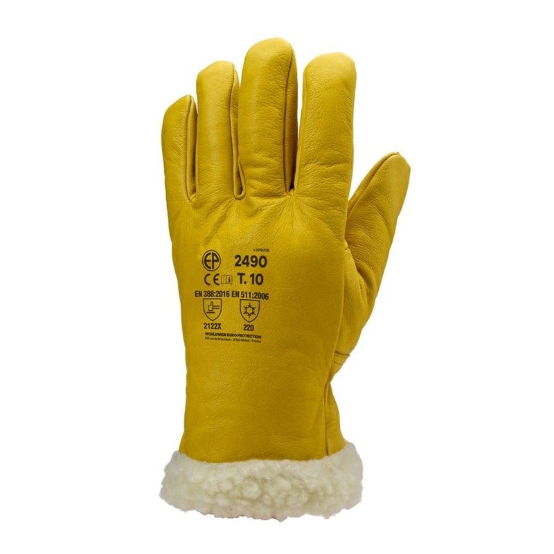 Coverguard - Gants anti froid jaune fleur de vachette fourrés EUROWINTER ISLANDE (Pack de 6) http://carbonn.fr/img/co/16.jpg Taille 11