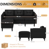 thumbnail of Yaheetech 3-Sitzer Sofa mit Ottomane Modernes Ecksofa Couch Schlafcouch Sessel L-Form Rechts/Links fürs Wohnzimmer/Schlafzimmer/Gästezimmer Schwarz