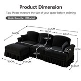 thumbnail of Modulares L-förmiges 3-Sitzer Sofa 93x272x140 Chenille Mid-Century modern Wohnzimmer Couch komfortabel abnehmbare Rüschen Schwarz