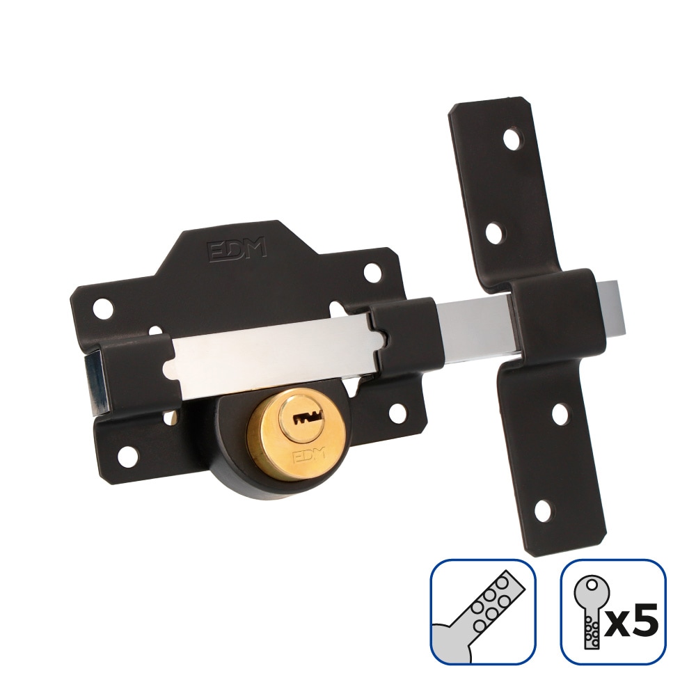 EDM - Ferrolho De Segurança Preto 5 Chaves De Segurança Incluidas