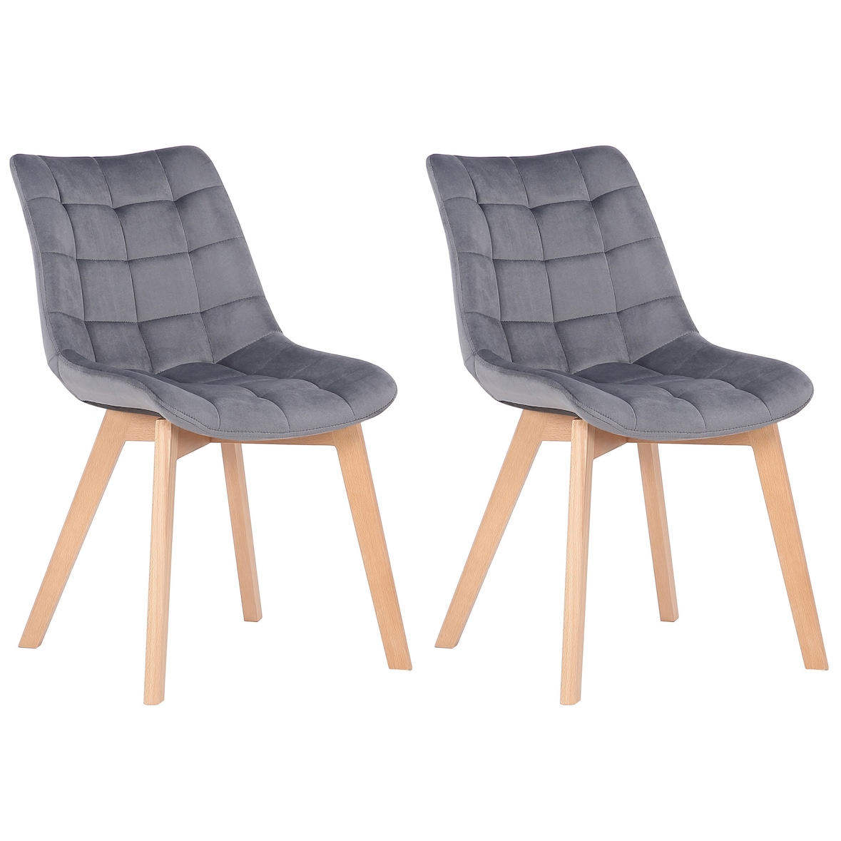 Set de 2 Sillas de comedor Passaic en terciopelo Gris