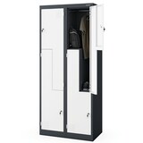 thumbnail of Umkleideschrank Spind OSLO - 4 Abteile mit Lüftungsschlitze | Umkleidespind Metall Schließfachschrank Garderobenspind, 185x80x45cm Anthrazit-Weiß