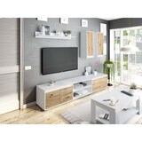 thumbnail of Dmora Wohnwand Wells, Wohnzimmerset, Mehrzweck-Wohnzimmermöbel, Komposition für modernes Wohnzimmer, 200x40h114 cm, Weiß und Eiche