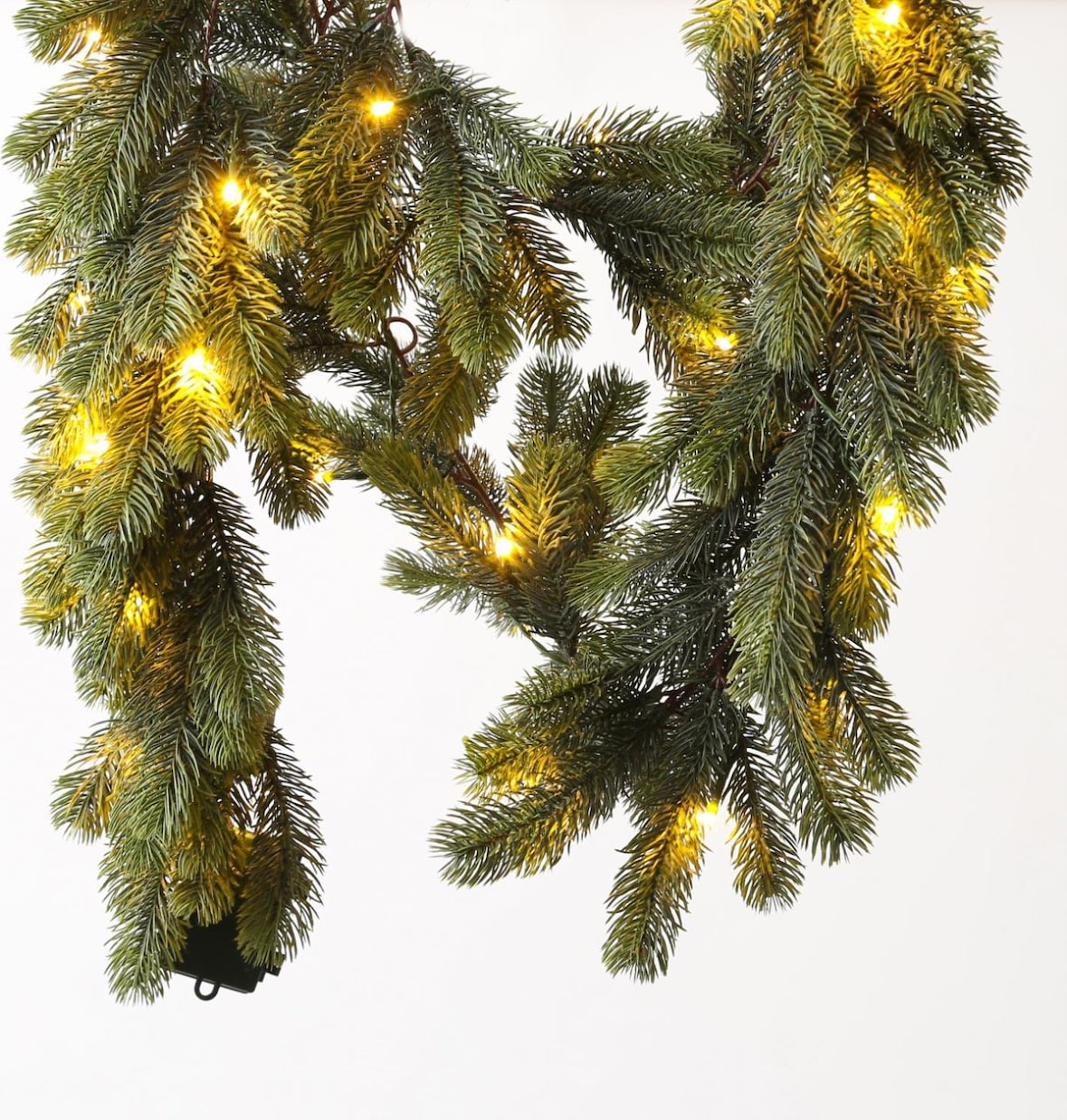 LED Tannengirlande Weihnachtsgirlande beleuchtet 1,8m Timer Batterie für Außen