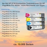 thumbnail of 4er-Set HP 973X Kompatible Tintenpatronen für HP PageWide Pro 452dn - Hohe Reichweite von Gigao