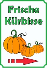 thumbnail of Verkaufsschild Schild Kürbis Hochkant mit Pfeil rechts A4 (210x297mm)