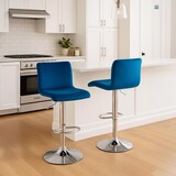 thumbnail of Barhocker Hover Samt blau/Metall in Chromoptik