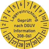thumbnail of Dreifke® Prüfplakette Lagereinrichtung DGUV-208-061, 2026-2031, Folie, Ø 30mm, 10 Stück/Bogen