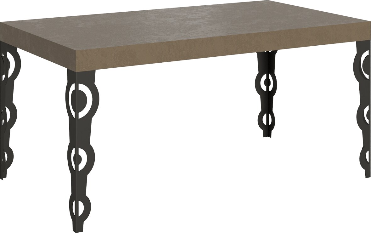 Karamay Premium 160/264x90 cm ausziehbarer Tisch in Taubengrau mit anthrazitfarbenen Beinen