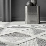 thumbnail of Teppich 3D-Effekt Geo-Muster Skulptural Waschbar Strapazierfähig Wohnzimmer Esszimmer Grau 80x150 cm OEKO-TEX – GENF von Kadima Design