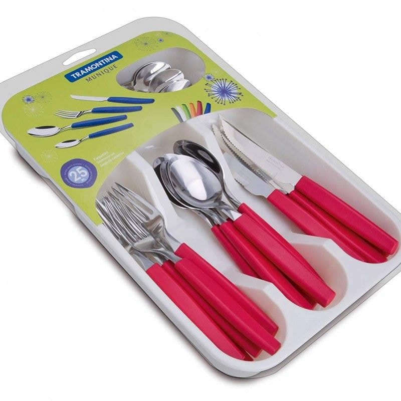 Faqueiro TRAMONTINA Munique Conj. 25 peças Vermelho (Aço Inox)