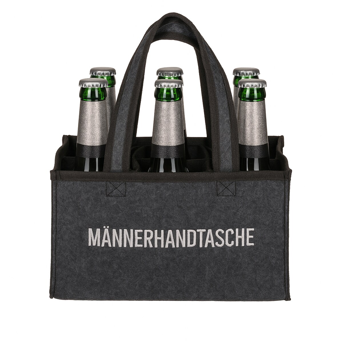 Gravidus Flaschentasche Grau Filz 6 Fächer Männerhandtasche Tragetasche