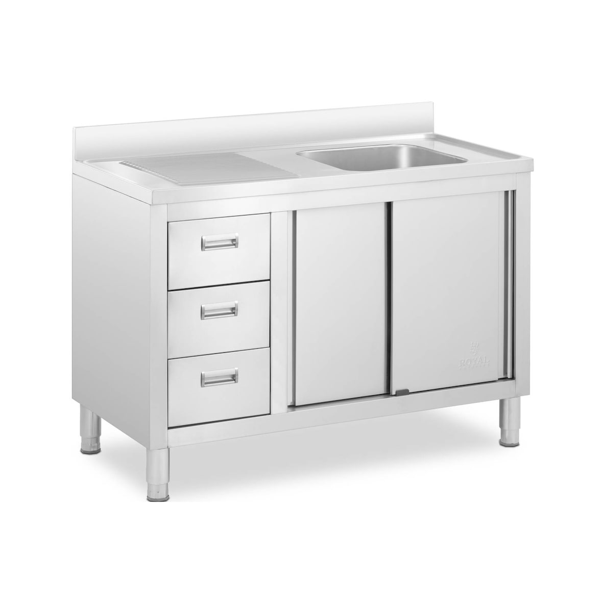 Royal Catering Fregadero de acero inoxidable - 1 cuba -  - Acero inoxidable - 120 x 60 cm