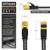 thumbnail of Primewire Flachbandpatchkabel CAT 7 mit Baumwollummantelung - Gigabit Ethernet LAN Kabel - 10 Gbit/s - U/FTP PIMF Schirmung - Netzwerkkabel - 10m