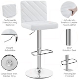 thumbnail of Yaheetech 2er-Set Barhocker Höhenverstellbarer Stuhl mit Fußstütze Sitzhöhe 62,5 cm-84,5 cm Drehhocker bis 136 kg Belastbar für Küche/Bar/Salon, Weiß