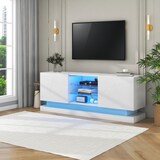 thumbnail of TV-Schrank 160x38x60 cm Weiß Spanplatte 2 Türen 3 verstellbare Böden geräuschlose Scharniere Kabelmanagement Stauraum für 70-Zoll-TV