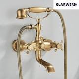 thumbnail of Ajax | Vintage badkraan in messing douche | Douchearmatuur retro look antieke complete set inclusief handdouche mengkraan badthermostaat