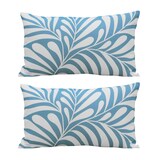 thumbnail of Set van 2 rechthoekige lichtblauwe kussens, 50 x 30 cm