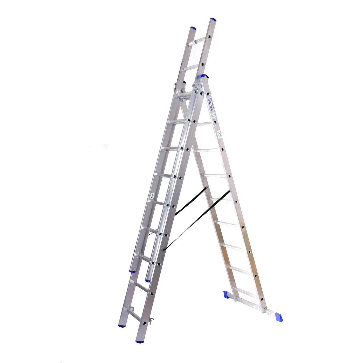Stehleiter 3x9 Stufen Länge 5,3m 248x41cm ALU SZAGATO Stufenleiter Stehleiter ausziehbar Mehrzweckleiter Standleiter Schiebeleiter 3x9 Stehleiter