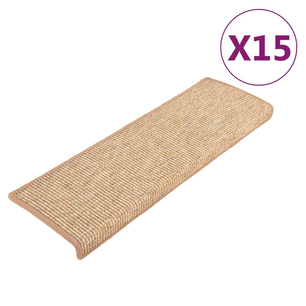 vidaXL Stufenmatten 15 Stk. 65x21x4 cm Hellbraun Rechteckiger Rand
