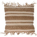 thumbnail of WellHome - Cojín de yute y algodón con flecos en beige 45x45cm