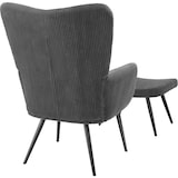 thumbnail of tectake Fauteuil Hygge rembourré, ergonomique, charge maximale 150 kg - Avec tabouret, Velours côtelé large anthracite/noir - 405594