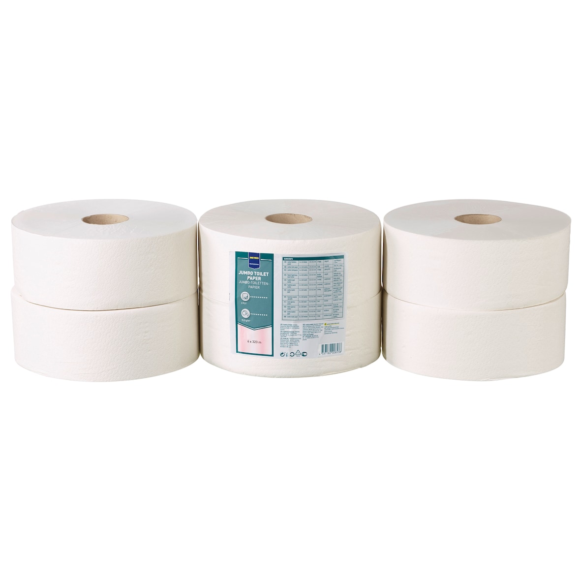 METRO Professional Jumbo Toilettenpapier Weiß 2-lagig 320 m - 6 Stück