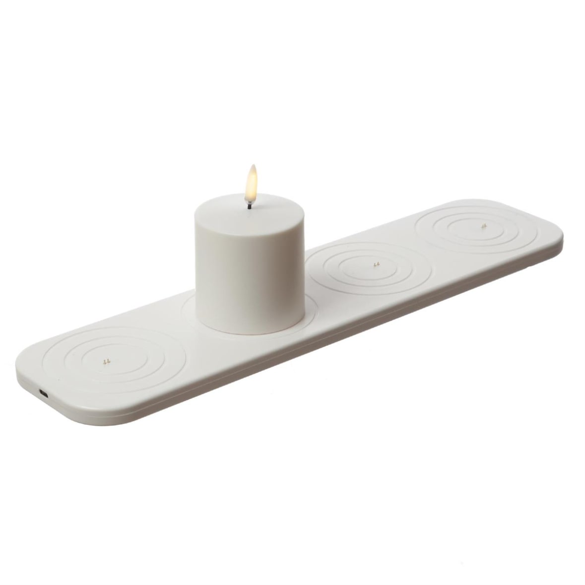 LED Kerze Uyuni mit Ladestation aufladbar 6,8x6,8cm Timer Außen Tischdeko