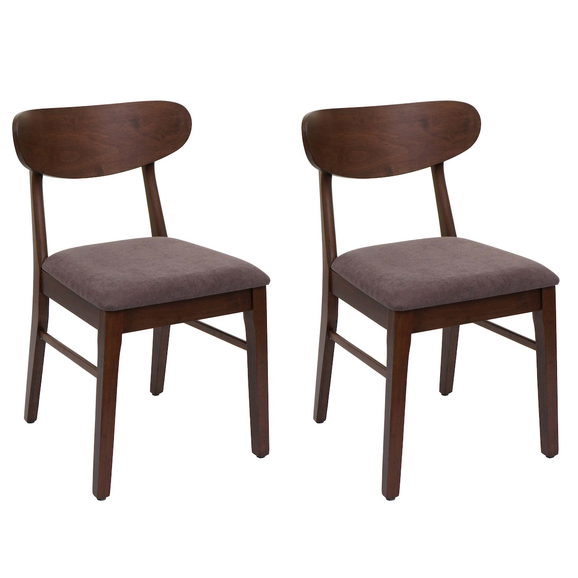 Conjunto de 2 cadeiras de jantar HWC-M59, cadeira de cozinha Cadeira, tecido/têxtil madeira maciça ~ moldura escura, taupe