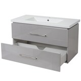 thumbnail of Premium Waschbecken + Unterschrank HWC-D16, Waschbecken Waschtisch, hochglanz 90cm ~ grau