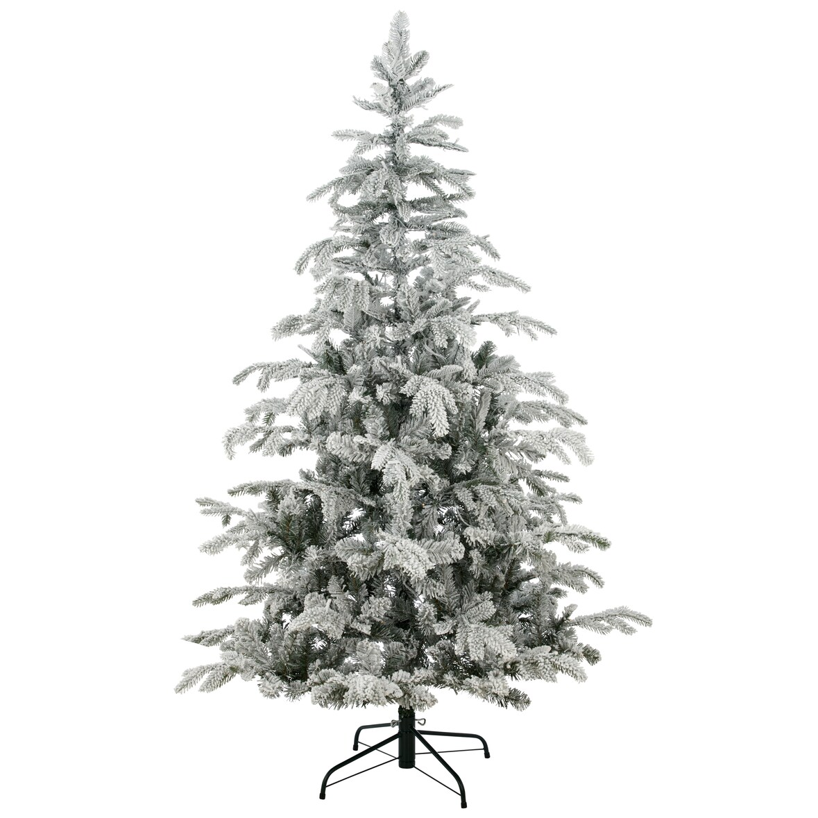 CREATIV green künstliche Pflanze Nordmanntanne, 150cm beschneit, 701 Tips, 170 LED, schwer entflammbar
