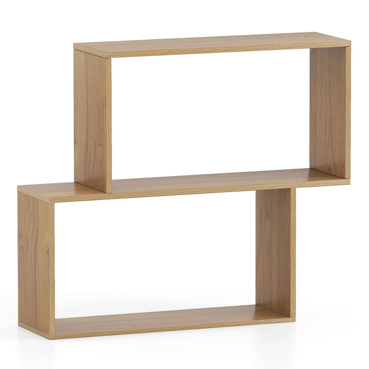 COSTWAY Librería de 3 niveles, estantería independiente de madera con 2 compartimentos en forma de cubo (natural)
