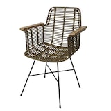 thumbnail of Esszimmerstuhl HWC-M29, Küchenstuhl Korbstuhl Rattansessel Rattanstuhl Stuhl mit Armlehnen, Kubu Rattan Holz Metall