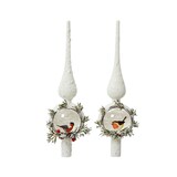 thumbnail of Christbaumspitze Glas 31cm mit Schnee & Vogel Motiv 1 Stück sort. Weiß