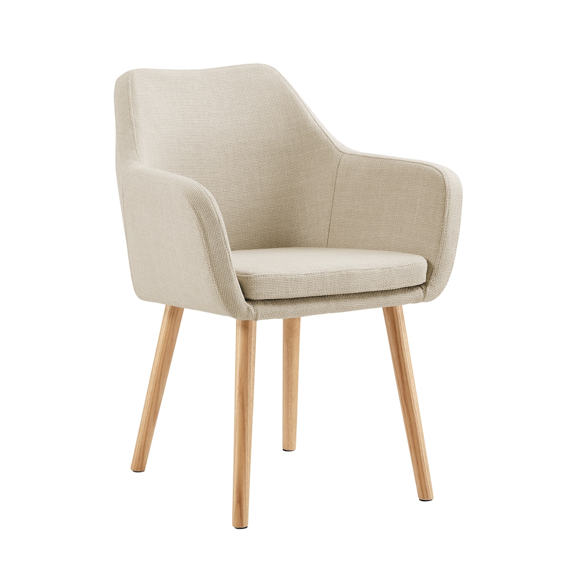 SalesFever poltrona | capa em tecido texturizado | pernas da cadeira em madeira de carvalho | L 62 x P 60 x A 84 cm | bege - natural