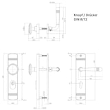 thumbnail of Antik Grauer Schutzbeschlag Türbeschlag Stahleinlage Knopf / Drücker DIN 8/72