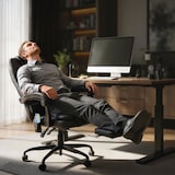 thumbnail of Bürostuhl mit 7 Massagepunkten, ausziehbarer Fußstütze, höhenverstellbar, mit Fernbedienung und schwarzem PU-Bezug