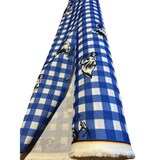 thumbnail of Rouleau de 30 mètres de tissu Burlington infroissable avec motifs poules et carreaux Vichy en BLEU nappe restaurants guinguettes largeur 150 cm