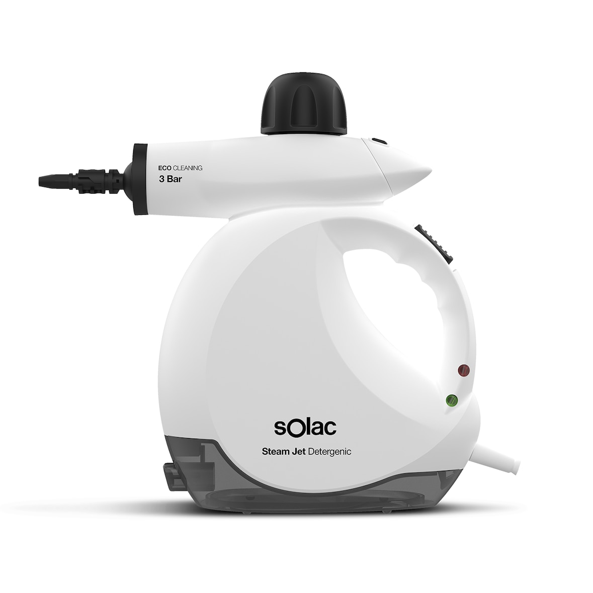 Solac LV1350 Steam Jet Detergenic Limpiador a vapor, 1200W, 3 bar, 30g/min, depósito detergente, listo 3min, depósito 175ml, cable 3m, 6 accesorios