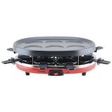 thumbnail of H.Koenig RP412 Raclette-Gerät 4 in 1 / 8 Personen / Raclette, Natursteingrill, Crepe-Platte und Grillplatte / mit 8 Pfännchen / 900 W / SchwarzRrot