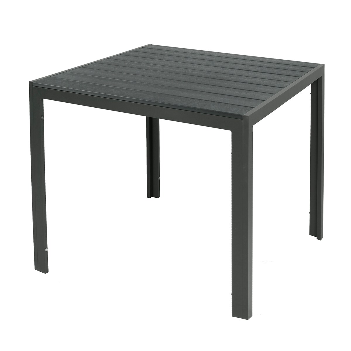 Mojawo Holzimitat Gartentisch Outdoortisch Aluminium Anthrazit 90x90x74cm