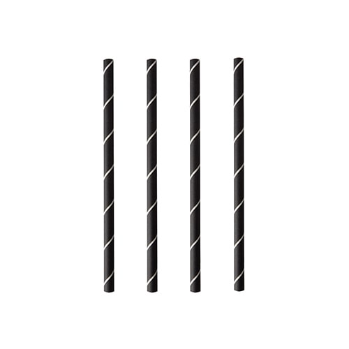 PAPSTAR 250 Cocktail Trinkhalme, Papier Ø 7 mm · 15 cm schwarz/weiss "Stripes"