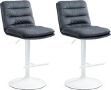 thumbnail of Décoshop26 - Set aus 2 Barhockern mit Fußstütze und Rückenlehne gepolsterter Sitz in dunkelgrauem Samt und weißem Metall 10_0006751