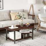 thumbnail of HOMCOM Mesa de Centro com 2 Prateleiras Mesa de Café Estilo Vintage para Sala de Estar Dormitório 100x60x46cm Castanho Rústico