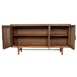 thumbnail of Sideboard HWC-M47, Schrank Kommode Highboard Anrichte, Staufächer, Rattan Akazie Massiv-Holz gebeizt 82x160x45cm 38kg