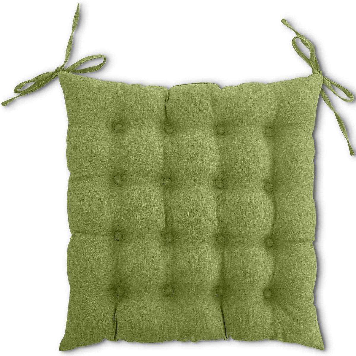 wometo Sitzkissen Stuhlkissen 40x40 OEKO-TEX - grün Sitzauflage Bank Polster Sitzpolster mit Bändern / Schleife, Indoor / Outdoor