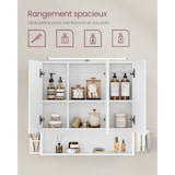 thumbnail of Helloshop26 - Wandhängender Badezimmerschrank mit Spiegel 14,5 x 70 x 70 cm mit LED-Beleuchtung 3 Türen verstellbarem Einlegeboden 12_0004038