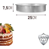 thumbnail of Moule à gâteau professionnel pour la cuisson, 25 x 7,5 cm hauteur, rond, en aluminium anodisé