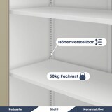 thumbnail of Aktenschrank abschließbar KADO - 3 Ebenen, Flügeltüren | Metallschrank Werkstatt Büroschrank aus Stahl Werkzeugschrank, 93x90x40cm Weiß-Sonoma Eiche